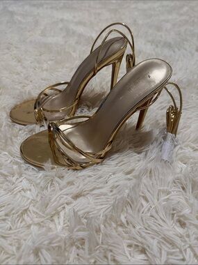 PrettyLittleThing Gold Strappy High Heel Sandals